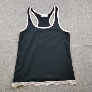 Chamllymers Y2K Lace Trim Tank Top Women's Size XL Black Sleeveless Sleepwear
